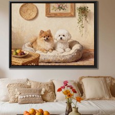 Pomeranian Dog Canvas Art Oil Painting Living Room Decor Cute Dog Artwork Print