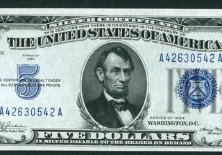 $5 1934 ((CHOICE CU)) Silver Certificate Note PAPER CURRENCY AUCTIONS