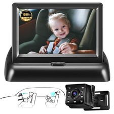 Baby Car Camera For Backseat 4.3" HD Car Baby Monitor With Night Vision 360°