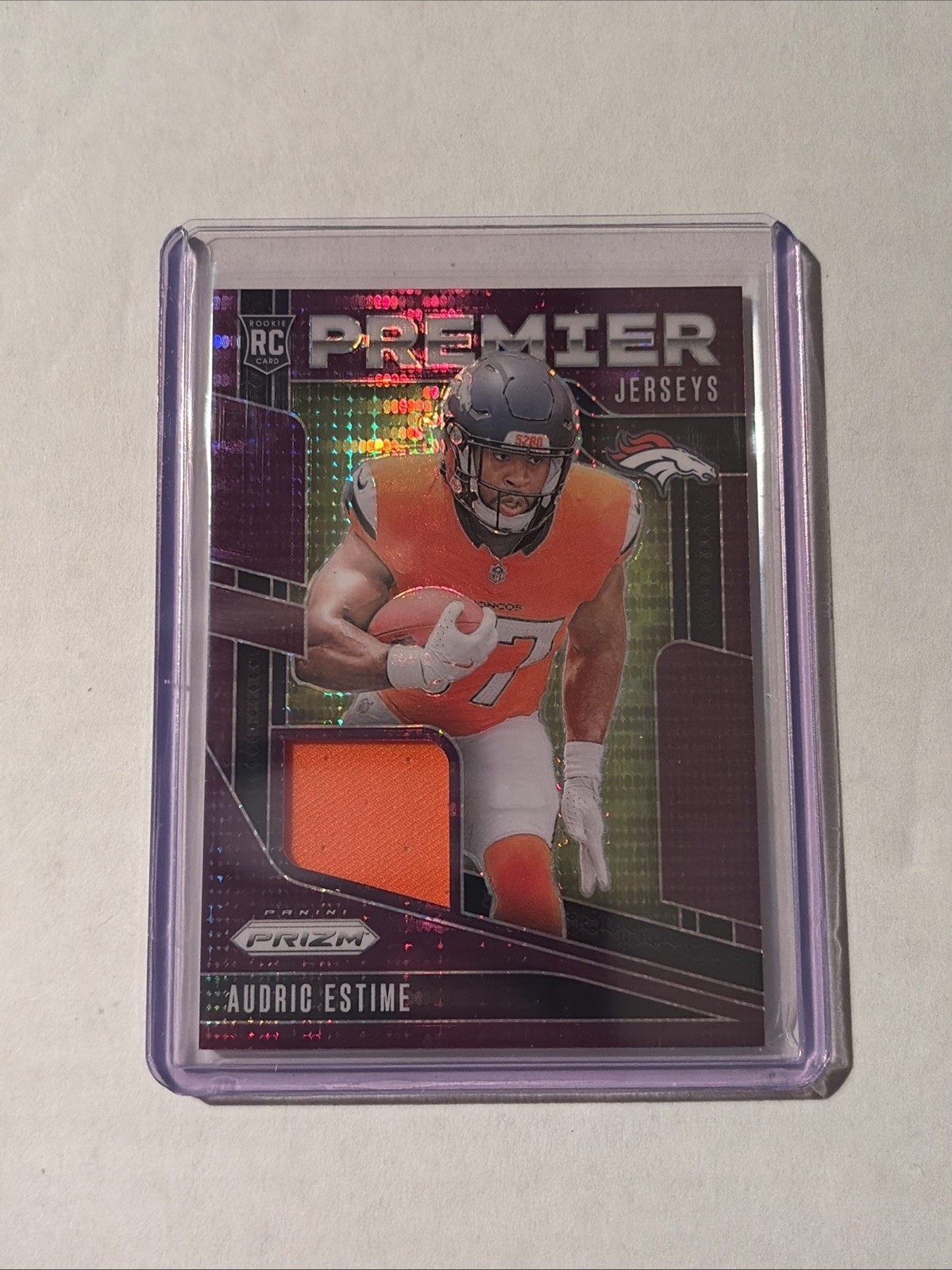 Audric Estime Panini Prizm Premier Jerseys #PJAEE Purple Pulsar