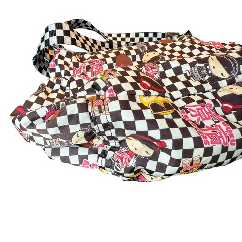 Borsa a tracolla Y2K Sporty Harajuku Lovers nera bianca a quadri 12" x 8" - Foto 3 di 12