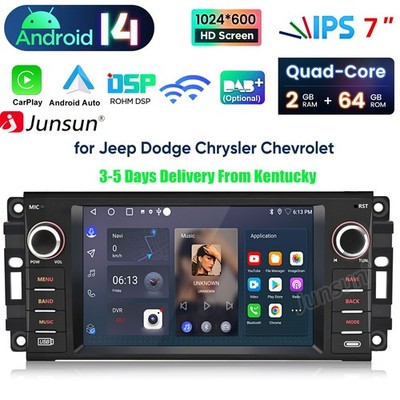 For Jeep DODGE Chrysler Carplay Android14 2+64G 7''Car Stereo Radio GPS Navi WIFI