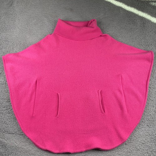 Pure Amici Cashmere Poncho Sweater Womens Small Pink 100% Cashmere Turtleneck