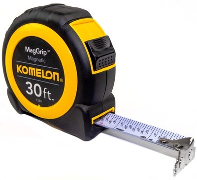 Komelon 7330; 30' x 1'' Magnetic Neo MagGrip Tape Measure, 9.1 m, Yellow/Black