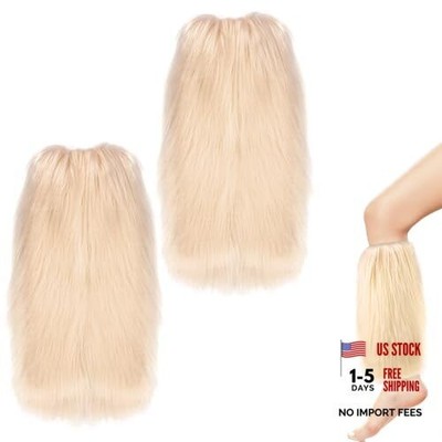 Furry Leg Warmers, Women Faux Fur Leg Warmers Furry Fuzzy Winter Boot Apricot