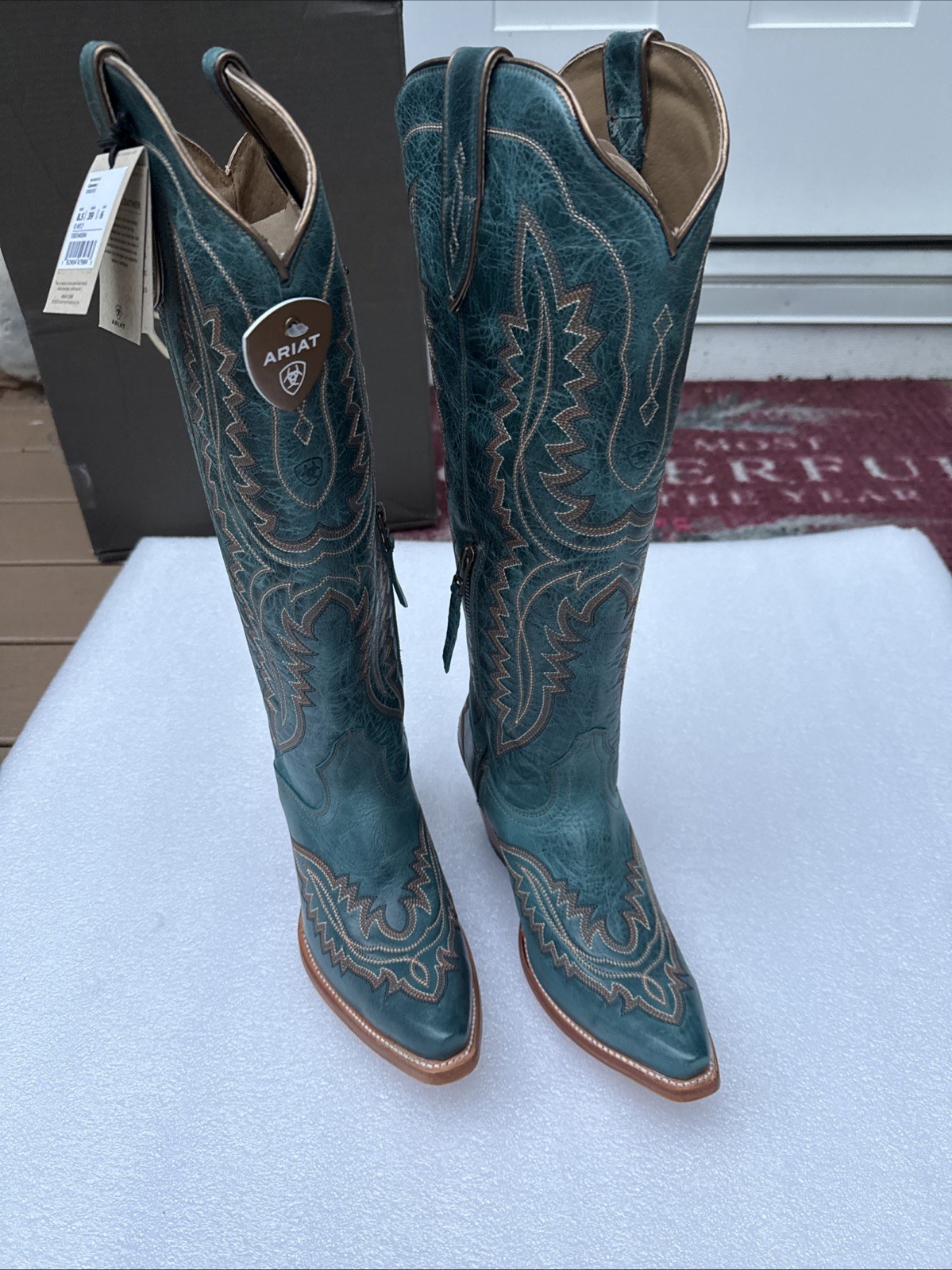 Ariat Women's Boots Casanova Western Cowgirl Turquoise Leather Sniped Toe 8.5 image 2