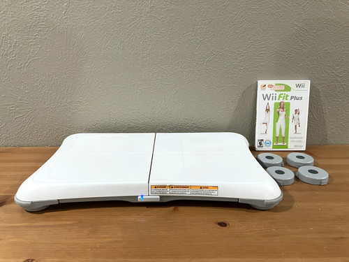 Nintendo Wii Balance Board with Feet Legs and Wii Fit Plus Game COMPLETE