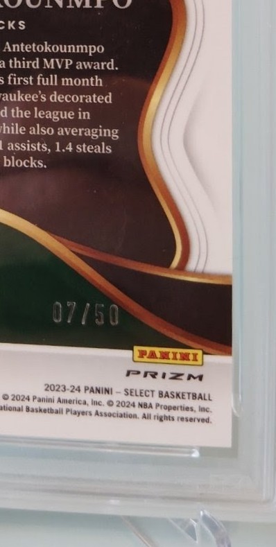 2023-24 Panini Select Courtside Giannis Antetokounmpo Green Wave /50 PSA 10 GEM view 3