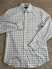 Banana Republic Grant Slim Fit White Blue Check Button Up Shirt No Iron Men  s M