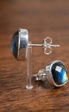 Solid 925 Sterling Labradorite Gemstone Silver Handmade Earring Gift For Her