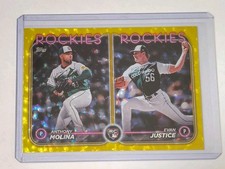 2024 Topps Anthony Molina Evan Justice RC #US270 Yellow Crackle /50  Rockies