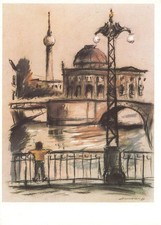 154340) DDR GSK Künstlerkarte Arno Mohr "Weidendammbrücke", SSt. 1987