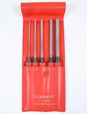 Vtg Starrett No S248 4-Piece Drive Pin Punch Set in Original Pouch + 1 Gen Hdwe