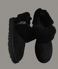 UGG Classic Ultra Mini Braid Slip-On Sheepskin Booties Black US 8 For Women