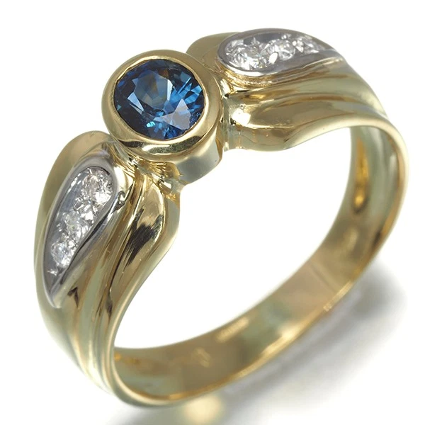 Auténtico Anillo DAMIANI Zafiro Diamante Bicolor De Colección US6-6.25 18K YG/WG Foto 2 de 4