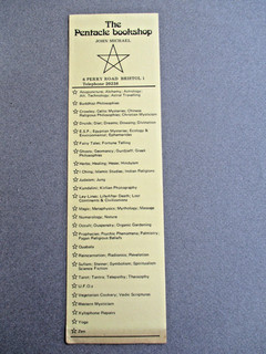 BOOKMARK The Pentacle Bookshop 6 Perry Rd BRISTOL Mystical Occult Books VINTAGE