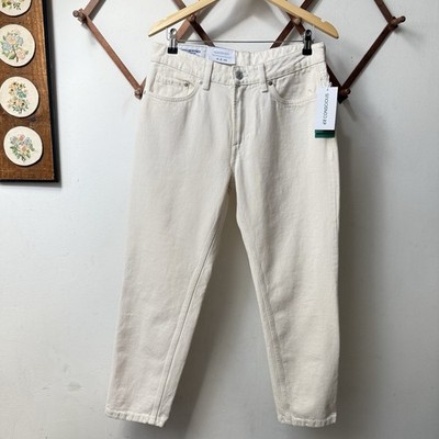 NWT H&M Conscious Off White Cream Denim Regular Tapered Cropped Jeans 30 X 32