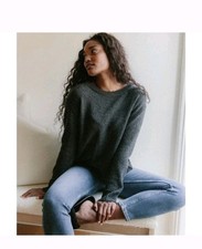 Jenni Kayne Everyday Sweater Size XS Dark Charcoal Grey Wool/ Cashmere Blend