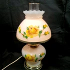 Gone With The Wind Vintage Hurricane Lamp Milk Glass Painted Yellow Roses 16”H