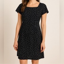 Forever 21 Black Star Print A-Line Dress Size Medium