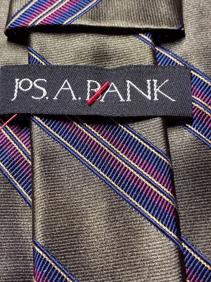 JOS. A. BANK Olive, Navy, and Burgundy Diagonal Stripe Tie image 3