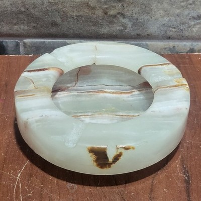 Vintage Natural Stone Onyx Ashtray Broken Repaired