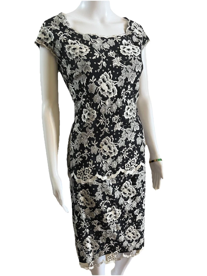 emanuel ungaro Paris Parallele 2pc Dress Black & Gray Lace Skirt & Top Size US 8 - Image 3 of 4