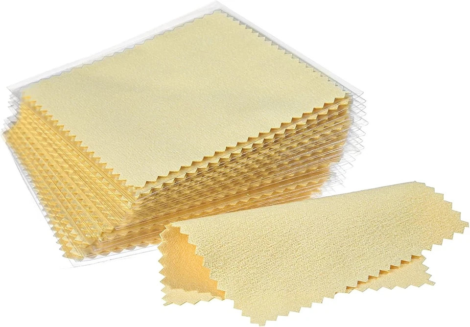 100Pcs Premium Individually Wrapped Jewelry Cleaning Cloths for Silver Polishing