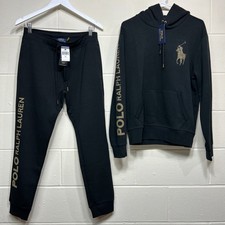 Polo Ralph Lauren Hoodie Medium Small Sweatpants Tracksuit Black Gold NWT