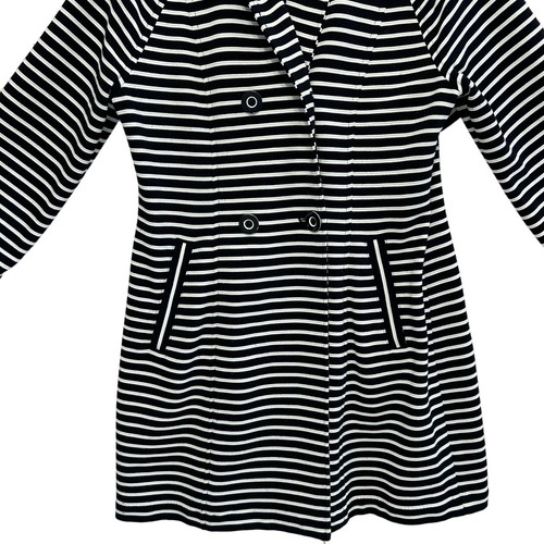 CAbi Maritime Double Breasted Trench Coat Jacket Women's M Navy Striped Nautical - Picture 4 of 7
