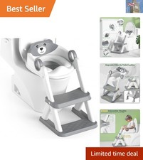 Upgrade 2-in-1 Grey Potty Training Seat & Step Stool for Toddlers - Adjustable