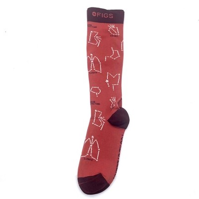 1 Pair FIGS Compression 'Lungs' Rust Socks Size L
