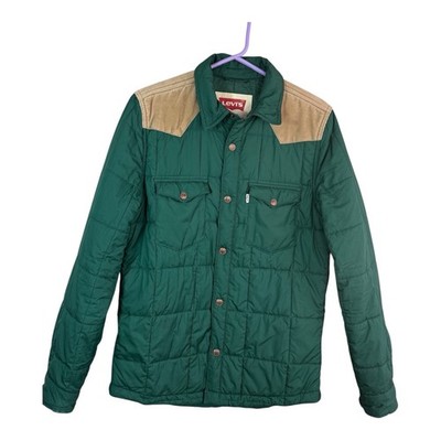 Levi's Green & Beige Quilted Jacket Small Western Yoke