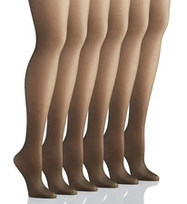 Hanes C60717 Silk Reflections Control Top Sandalfoot Tights 6PK