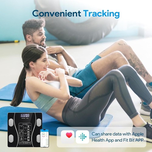 Digital Personen Waage Körper Analyse Bad Fitness Kg/g bis 180Kg Glas schwarz - Bild 7 von 17