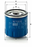 Mann-Filter W 712/16 ÖLfilter FüR Alfa Romeo, Fiat, Lancia
