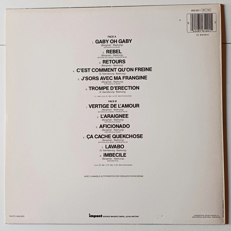 Alain Bashung "Alain Bashung/Programme Plus", Vinyl LP 33t, 1985 TBE - Photo 2/4