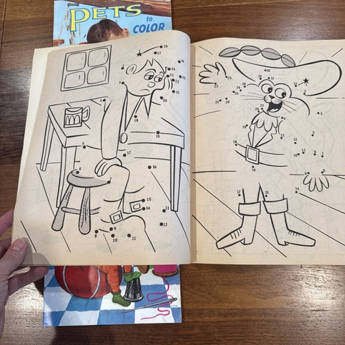 Vintage Coloring Books Lot 60’s-70’s, Tom Thumb, Pets, Fun With Dots, Unused - Afbeelding 6 van 15