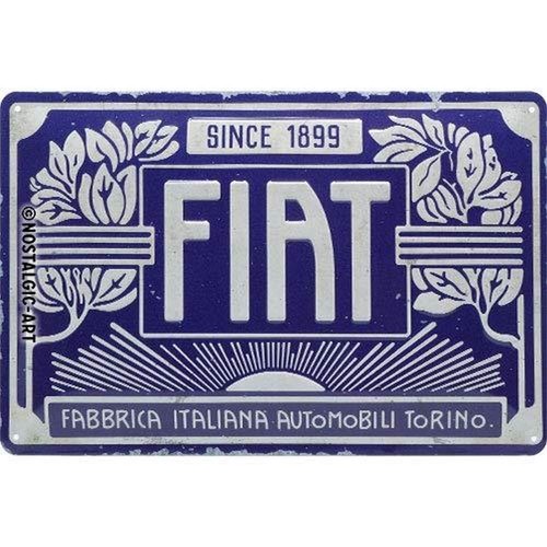 Plaque Murale Décorative En Métal émaillé Fiat - 30x40 Cm Vintage - Art Nostalgic