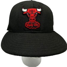 Chicago Bulls Windy City Black Fitted Baseball Hat 7 3/8 Hardwood Classics 