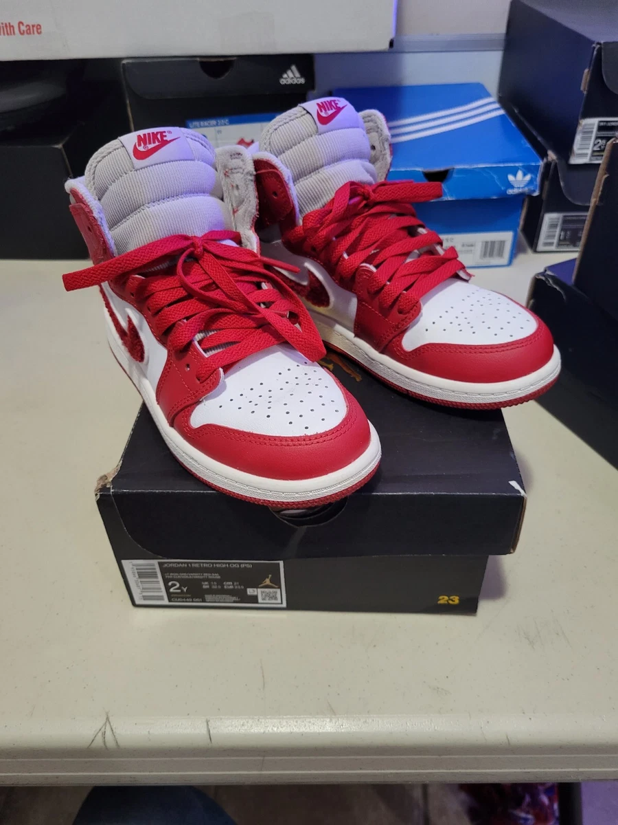 Jordan 1s Retro High OG Red White Kids Size 2 With Box Rare eBay