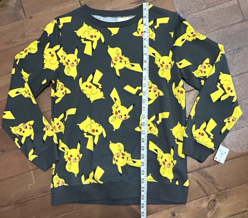 NWT! Pokemon Pikachu Sweatshirt Youth Large Grey All Over Print Long Sleeve - Picture 5 of 9