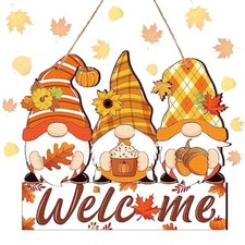 Fall Decoration for Front Door Thanksgiving Gnome Door Signs Welcome Door