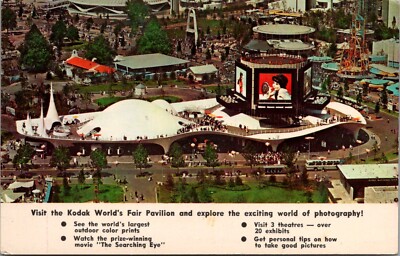 Postcard NY Queens-Kodak's World Fair Pavilion, Flushing Meadows Corona Park Am