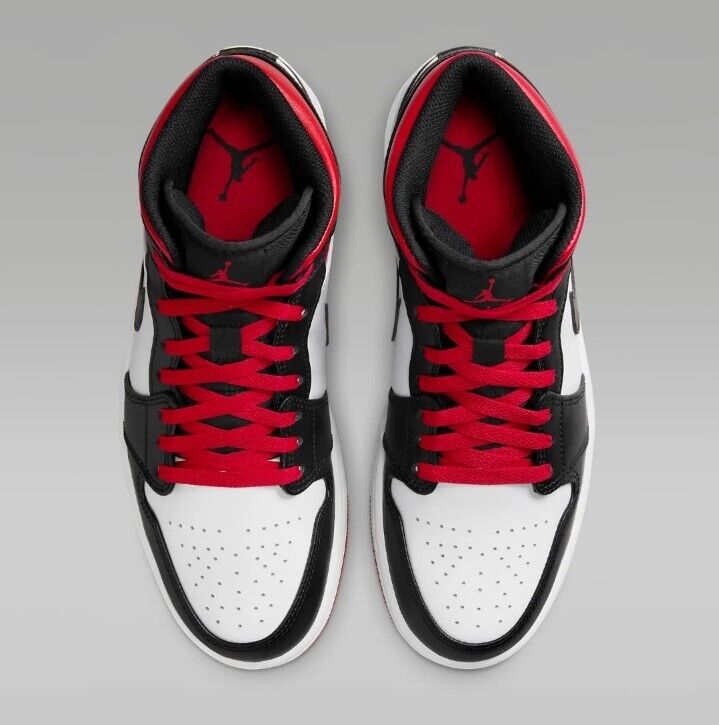 Air Jordan 1 Mid 8.5 ブラック/レッド/ホワイト Air Jordan 1 Mid 'Bred Toe' Red Black White 554724 079 Men's Size