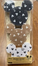 Daiso Disney Mickey Mouse Kitchen Sponge set of 3 Mouse EAR Icon Dish RARE