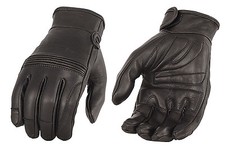 Black Leather Riding Gloves Padded Palm Flex Knuckle Driving Motorcycle Biker