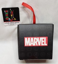 Marvel 2 Pair Crew Socks In Gift Box Fits Men's Shoe Size 6-12/ New