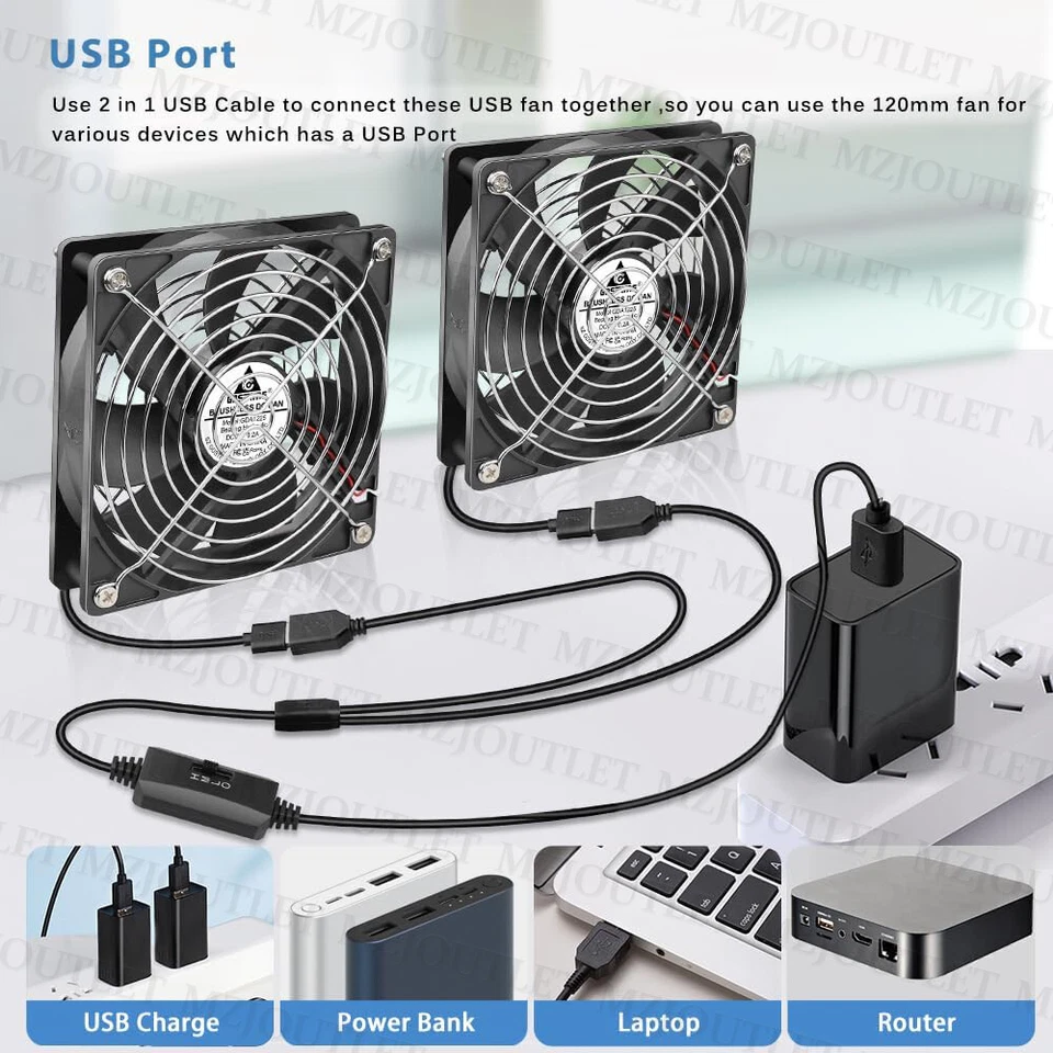 2-in-1-USB Ventilator 140mm Leise PC PC Gehäuselüfter Einstellbare Doppel Lüfter - Bild 3 von 4