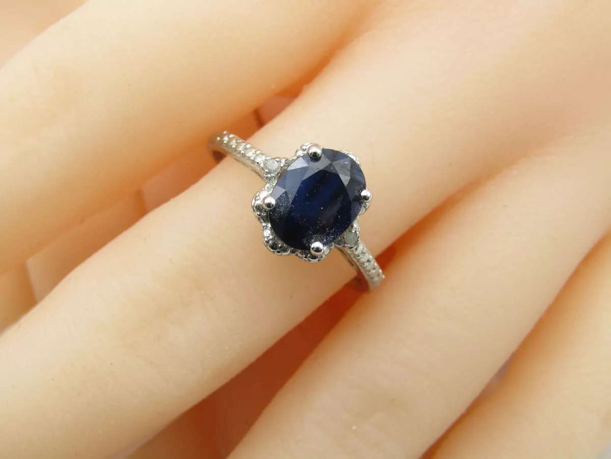 6.14 mm Kentucky Blue Sapphire Engagement Ring in White Gold | Shane Co.